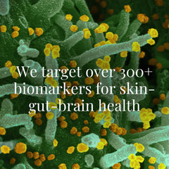 We target over 300+ biomarkers for skin-gut-brain health